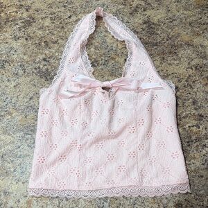New Self Esteem Pink Lace Halter Top